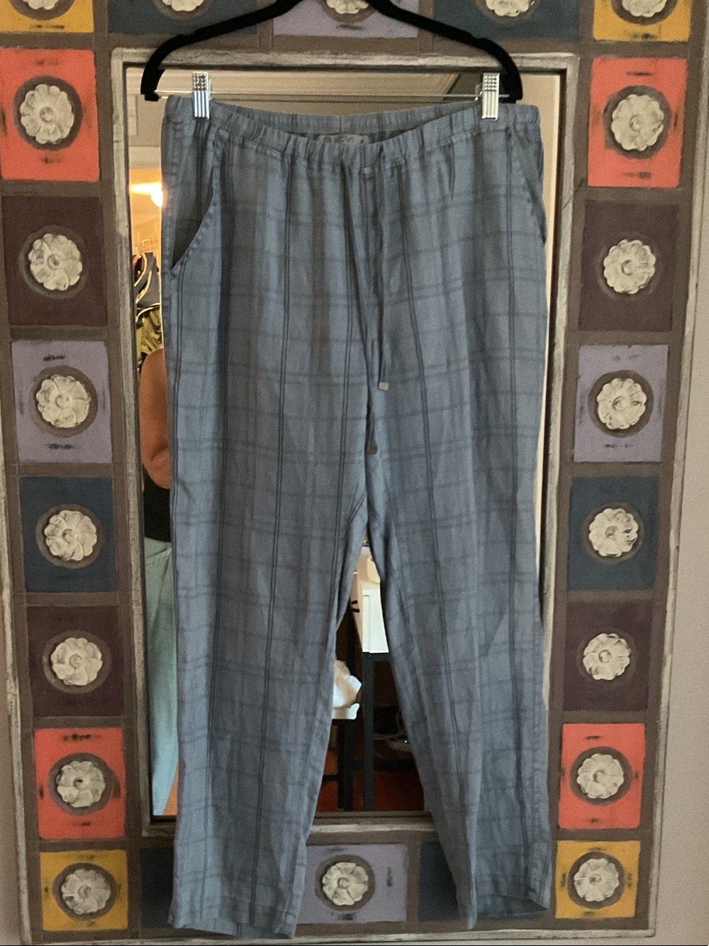XCVI Gray Plaid Straight-Leg Pants